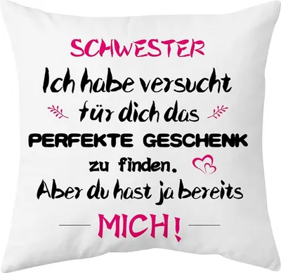 Produktbild von Schwester Geschenk Kissenbezug 40x40cm Weiß Weihnachten Birthday