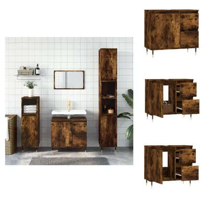 Produktbild von vidaXL Badschrank Räuchereiche 65x33x60 cm Holzwerkstoff -  Badezimmerwaschtische