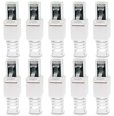 Produktbild von Netzwerkstecker Cat 6a RJ45 Stecker 10x Steckverbinder werkzeuglos Zugentlastung