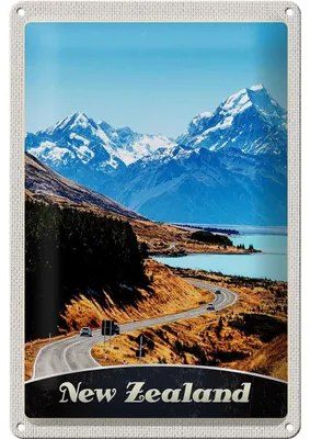 Produktbild von Blechschild Reise 20x30cm Neuseeland Europa Stadt Urlaub Gebirge
