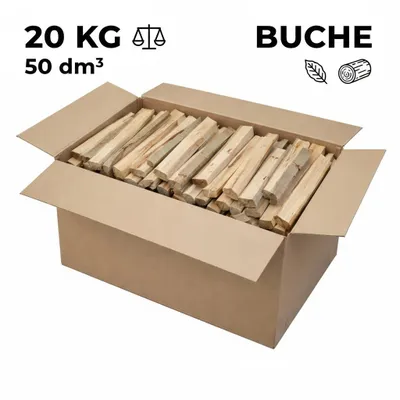 Produktbild von Brennholz XXL 20kg Buche – Premium Kaminanzünder, Buchenholz trocken für Kamin, Ofen & Grill – Ökologische Grillanzünder & Kaminholz