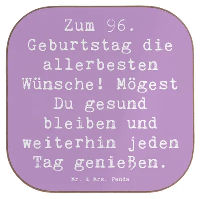 Produktbild von Mr. & Mrs. Panda Untersetzer für Gläser Spruch 96. Geburtstag - Lavendeltraum - Geschenk, besondere Anlässe, Alter, 96 Jahre, Happy Birthday, Coaster, bieruntersetzer