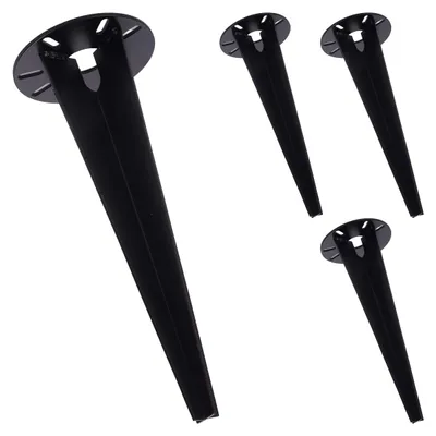 Produktbild von Relaxdays Erdspieß für Gartenleuchte, 4er Set, Bodenanker Gartenlampe, Kabelführung, Erdnagel 30 cm, Edelstahl, schwarz