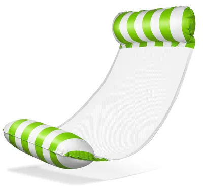 Produktbild von Aufblasbare Wasserhängematte Luftmatratze mit 2 Luftkammern und Nylon Netz für Pool Floatie Wassermatratze Relaxliege für Erwachsene und Kinder Grün Weiß