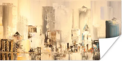 Produktbild von MuchoWow® Poster Gemälde - Öl - Abstrakt - Skyline 160x80 cm - Foto Poster