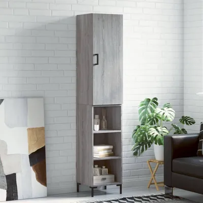 Produktbild von vidaXL Highboard Grau Sonoma 34,5x34x180 cm Holzwerkstoff