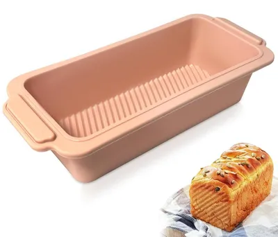 Obrázok produktu pre Silikónová forma na pečenie chleba, 28x12x6,5 cm, obdĺžnikový tvar, bez BPA, ružová, s nepriľnavou povrchovou úpravou