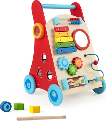 Produktbild von DREAMADE 2-in-1 Baby-Gehhilfe mit Spieltisch, Laufwagen mit Griff, Aufbewahrung, Rädern, Lerngehilfe mit Sitz- und Stehfunktion