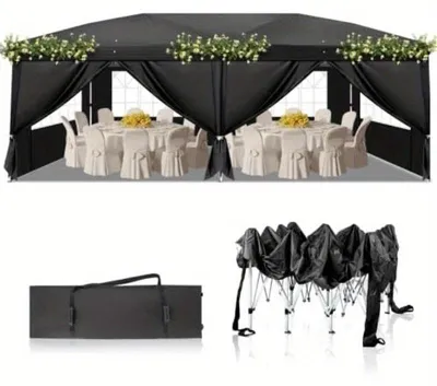 Productafbeelding van Tuinfeest Tent – 3x6m Pop-up partytent met waterdicht stalen frame en zijwanden