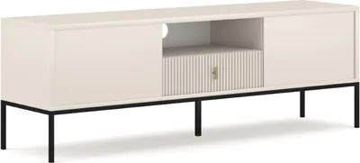 Produktbild von TV-Schrank: eine Schublade, zwei Türen, ein Regal, kaschmirfarben, schwarze Beine
