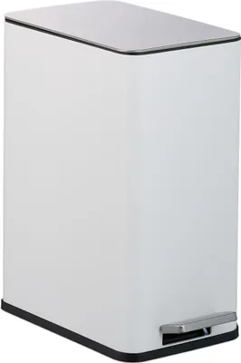 Image de Poubelle de salle de bain Relaxdays, 10 litres, système d'ouverture automatique, seau intérieur amovible, poubelle de salle de bain avec couvercle, seau de salle de bain, blanc