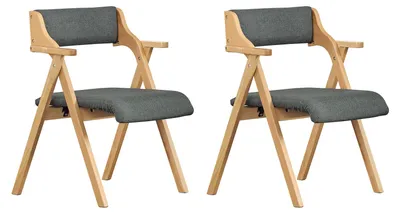 Zwei SoBuy Klappsessel FST98-SGX2 mit grauem Stoffbezug und Holzrahmen in minimalistischem Design