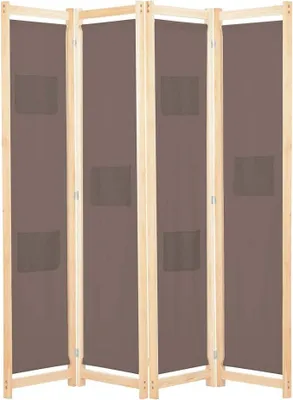 Imagen del producto de Divisorio de ambiente de 4 paneles, color marrón, 160x170 cm, madera, biombo