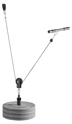 Immagine prodotto di Sistema a pulegge, sistema a puleggia per esercizi lat e sollevamento (1 pz.), accessorio per rack da palestra con due cavi in acciaio, barra corta, impugnature doppie, macchina a cavi per bicipiti, spalle e schiena, capacità massima di 127 kg
