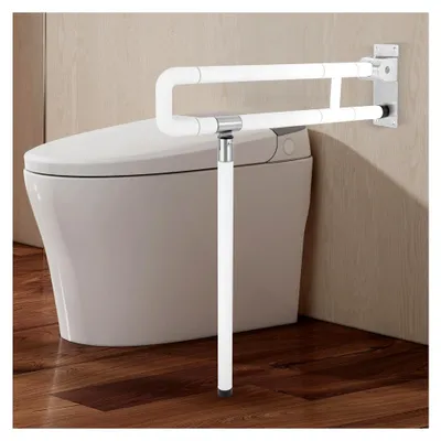 Produktbild von Wandstützgriff Toiletten, Klappgriff Haltegriff Dusche, WC Stützhilfe Aufstehhilfe Sicherheitsgriff, Stützgriff klappbare Haltestange, Rutschfeste Handlauf für Senioren Behinderte Schwangere, Weiß