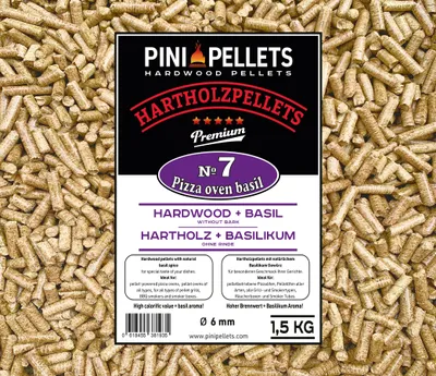 Image de PINI pellets de bois dur № 7 BBQ Pizza Oven Basilic 1,5 Kg de pellets pour griller, fumer et fumiger