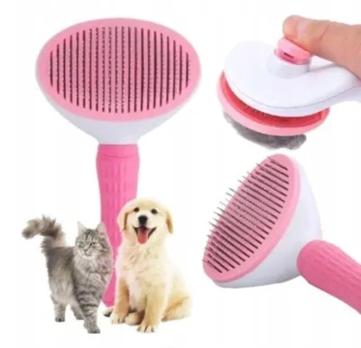 Produktbild von Selbstreinigende Fellbürste für Hunde und Katzen - Rosa - mit Massagefunktion