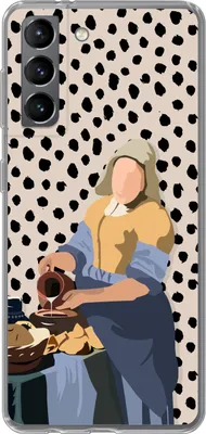 Produktbild von MuchoWow® Handyhülle Schutzhülle Hülle für Telefoonhoesje Samsung Galaxy S21 Alte Meister - Milchmädchen - Tupfen - Vintage Silikon Softcase Handy Hülle - Softcase