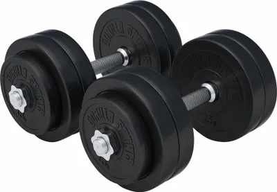 Produktbild von GORILLA SPORTS® Kurzhantelset 20kg/30kg - 2er Set, Ø 30mm, 2X Kurzhantelstangen, mit 4 Sternverschlüsse, Griff gerändelt, aus Kunststoff - Hantelset