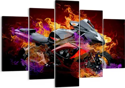 Produktbild von Bild auf Leinwand - Leinwandbild - Motorrad Feuer Abstraktion - 150x100cm - Wand Bild - Wanddeko - Leinwanddruck - Bilder - Kunstdruck - Wanddekoration - Leinwand bilder - Wandkunst - EA150x100-0177