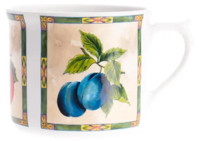 Produktbild von Handgefertigter Porzellan Becher mit Obstmotiv, 0,7 Liter, tschechisches Produkt