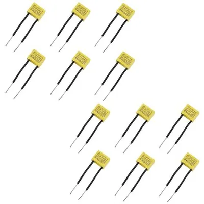 Produktbild von 12 Stück LED Entstörer Kondensator bei Blinkenden Sicherheits kondensatoren nicht ausgehenden LED Lampen Entstörkondensator 0,22µF 275V X2 Radial