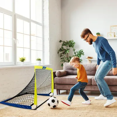 Produktbild von Zusammenklappbare Fußballtore Set von 2 - 6 Hütchen und Tasche - 120 x 90 x 90 cm - Fußballtrainingsset für Kinder