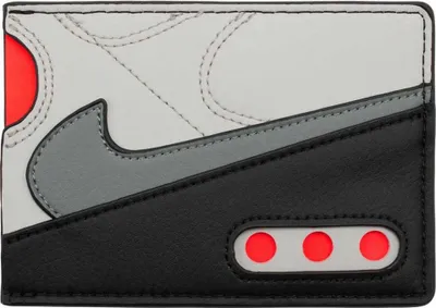 A close-up, front-facing view of a Nike cardholder.