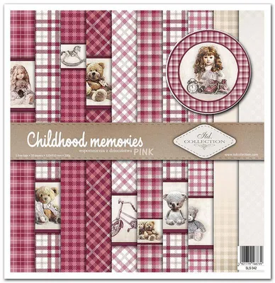 Image de ITD Set 11 Stk 31x32cm einseitig Scrapbooking Papier 200g, Souvenirs d'enfance rose