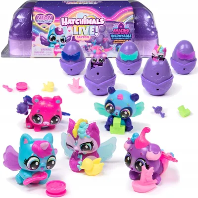 Zdjęcie produktu dla Hatchimals Alive Neon Rainbow Egg Carton, 5 lat(a), Wielobarwny