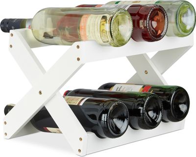relaxdays Weinregal Bambus X shape weiß