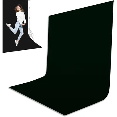 Produktbild von Fotohintergrund Schwarz 2x3m, Foto Hintergrund Kulisse Polyester Stoff Fotografie Fotowand für Video, Porträt, Haustier Modefotografie
