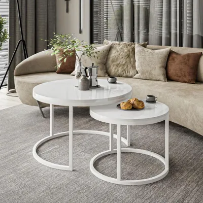 Produktbild von Runder Couchtisch CIRI 2in1 Hochglanz