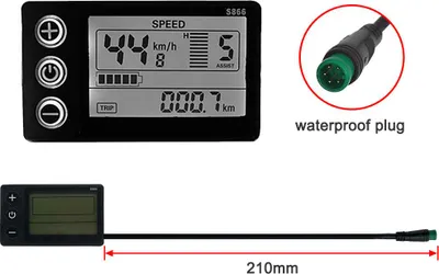 Zdjęcie produktu dla S866 Wyświetlacz LCD roweru elektrycznego 24 V 36 V 48 V Miernik skutera elektrycznego Panel sterowania z wodoodporną wtyczką