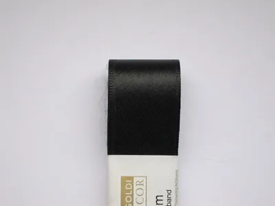 Produktbild von STOFF- BAND Doppelsatin farbig GOLDINA 25 mm/3m SCHWARZ
