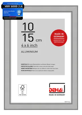 Productafbeelding van DEHA Design fotolijst - 10 x 15 cm - Aluminium - Zilver mat - Fotolijstom te plaatsenin staand en liggend formaat
