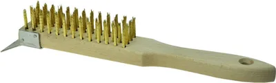 Produktbild von 4-Reihen Drahtbürste mit Metall-Kratzer Bürste Handdrahtbürste mit Griff aus Holz SDS4