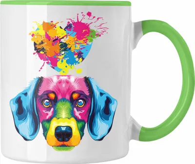 Produktbild von Trendation - Dackel Herz Farbe Besitzer Tasse Geschenk Lustiger Spruch Geschenkidee Dackel Liebhaber (Grün)