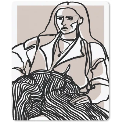 Produktbild von MuchoWow® Mauspad Mousepad Porträt - Frau - Strichzeichnung - Pastell 19x23 cm - Mousepads - Maus Mat - Pad - Mausunterlage - Mauspads - Spielen