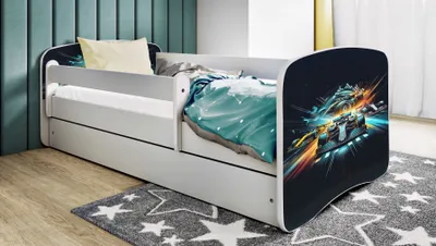 Immagine prodotto di Letto per bambini e ragazzi Ethnie 70x140, 80x160, 80x180 cm - set completo con materasso, cassetto e protezione anticaduta