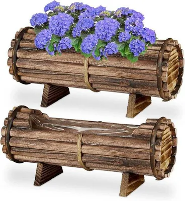 Produktbild von Braune Holzblumenkästchen 18x40x14cm wetterfest
