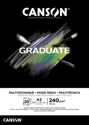 Obrázok produktu pre CANSON C31250P018 Študijná podložka CANSON GRADUATE MIXED MEDIA, čierna, DIN A3