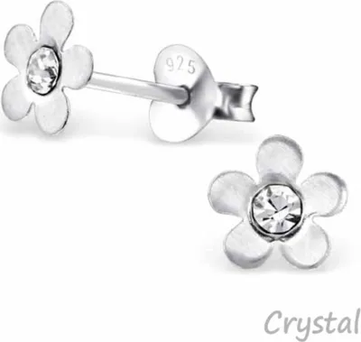 Produktbild von Kinderohrstecker: Mädchen Ohrringe Silber „Kristall Blume“ Crystal