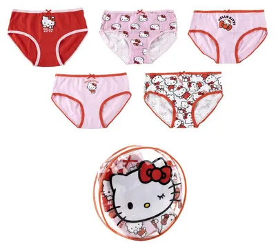 Zdjęcie produktu dla Zestaw 3 par majtek Hello Kitty – dziewczęca bielizna, miękka i oddychająca bawełna