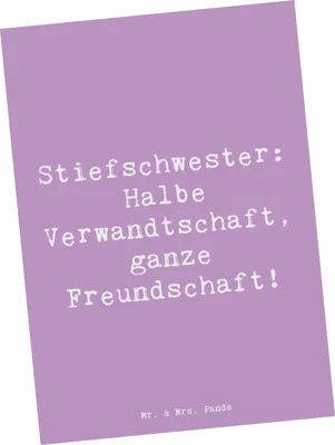 Produktbild von Mr. & Mrs. Panda Postkarte Spruch Stiefschwester Freundschaft - Lavendeltraum - Geschenk, Beziehungen, bildkarte, Geburtstage, Postkarten, Grußkarte, Verwandte, Familie