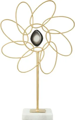 Produktbild von Goldene Metalldekoration mit weißem Marmorsockel 24x10x37,5 cm