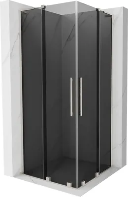Produktbild von Mexen Velar L Duo Schiebeduschkabine 90 x 90 cm, Graphit, gebürsteter Nickel - 871-090-090-02-43-97
