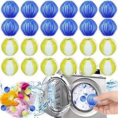 Obrázek produktu pro 24 opakovaně použitelných kuliček pro odstranění chlupů v pračce, vhodné pro psy, kočky a další domácí zvířata