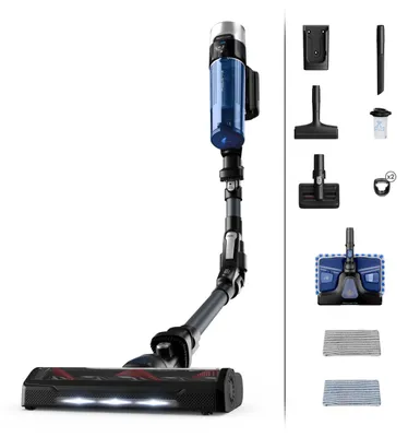 Imagen del producto de Rowenta RH20C2, aspiradora de mano 2 en 1, sin bolsa, color  y azul, capacidad de 0,4 litros, diseño rectangular, para uso en seco y húmedo