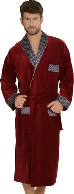 Produktbild von FOREX Lingerie edler und hochwertiger Baumwoll-Bademantel Herren-Mantel im tollen Design, bordeaux, Gr. XL